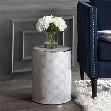 Fish Scale 17" Modern Ceramic Garden Stool - JONATHAN Y
